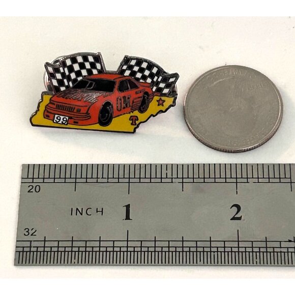 Vintage Odyssey of the Mind Tennessee Race Car Flag Lapel Pin - Picture 2 of 3